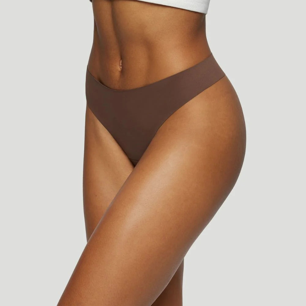 Tanga taille mi-haute marron (Lot de 3)